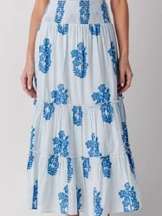 SMOCKED WAIST FLORAL LONG SKIRT