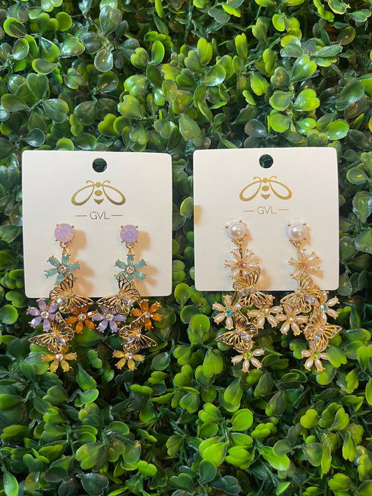 FLOWER & BUTTERFLY EARRING