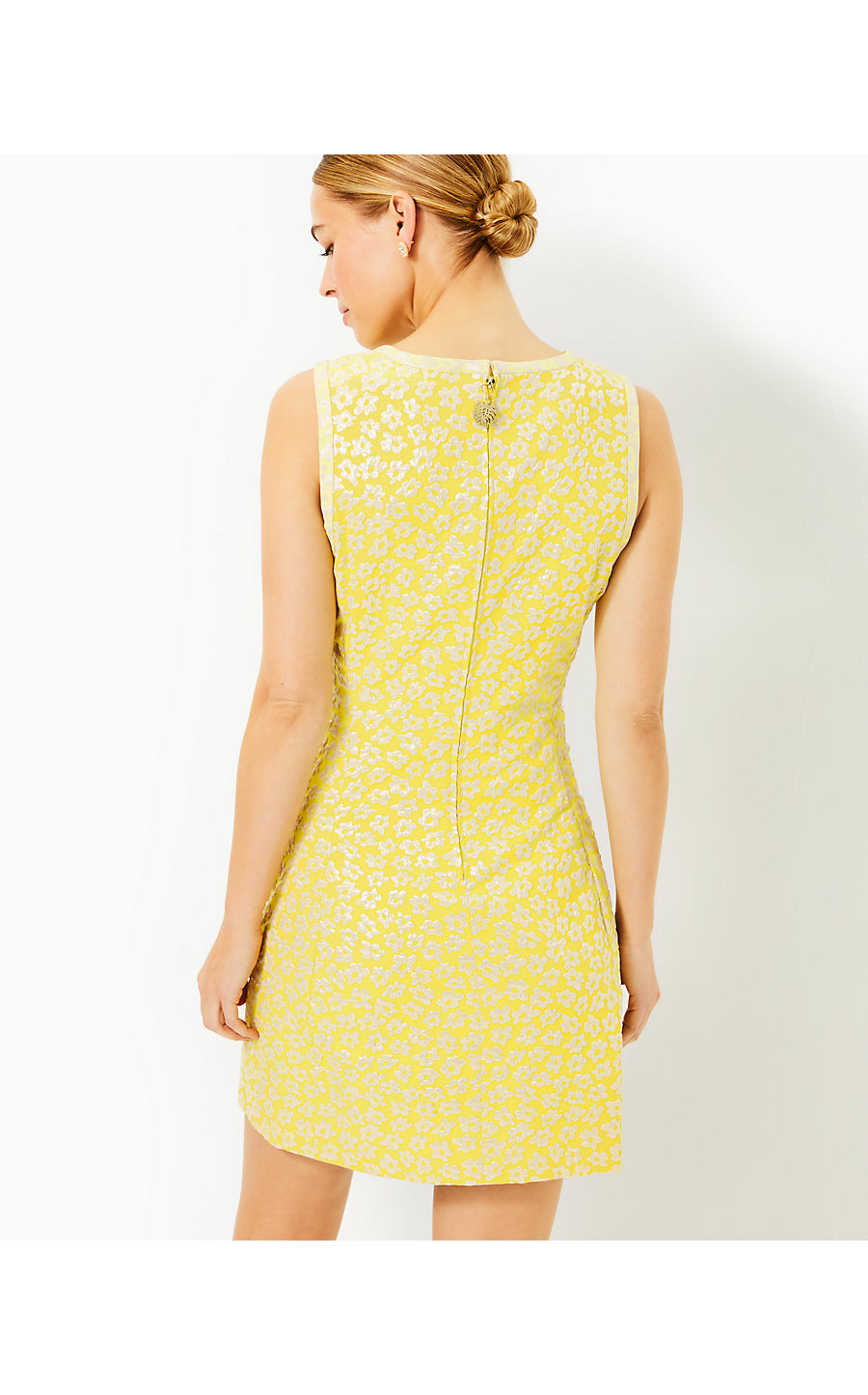 KARSYN SHIFT DRESS - FINCH YELLOW - BITSY BLOSSOM BROCADE