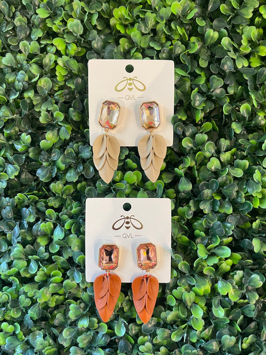 GIGI STONE AND LEATHER EARRINGS