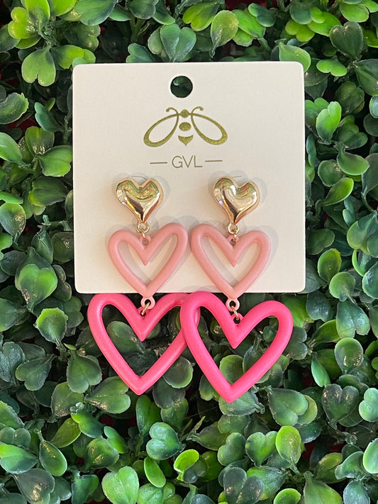 THREE HEART DROP EARRINGS