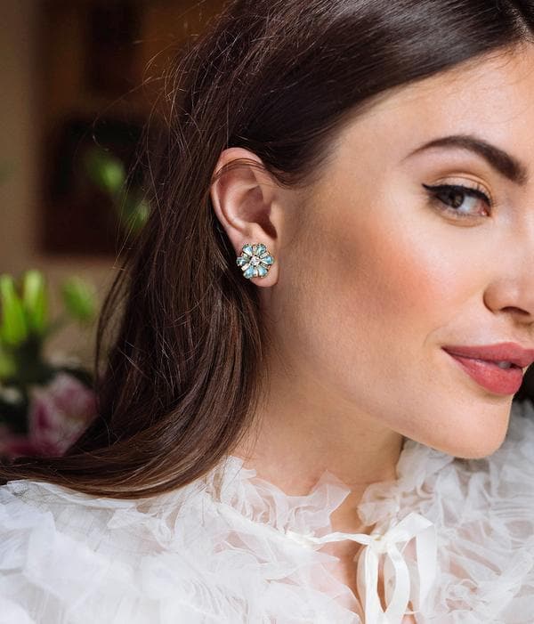 Petite Fleur Earrings - Aqua