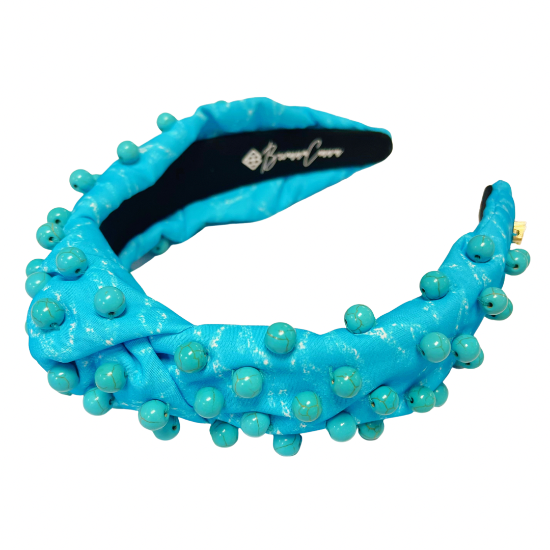 Turquoise Blue Beaded Headband