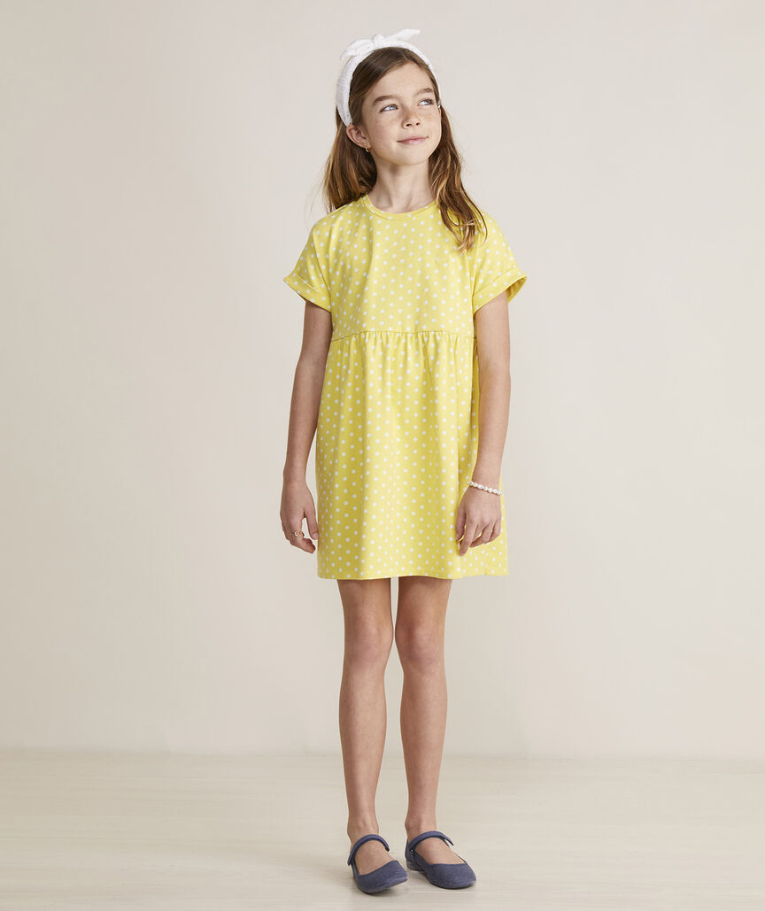 Girls' Everyday Dress - Dot Lemon White