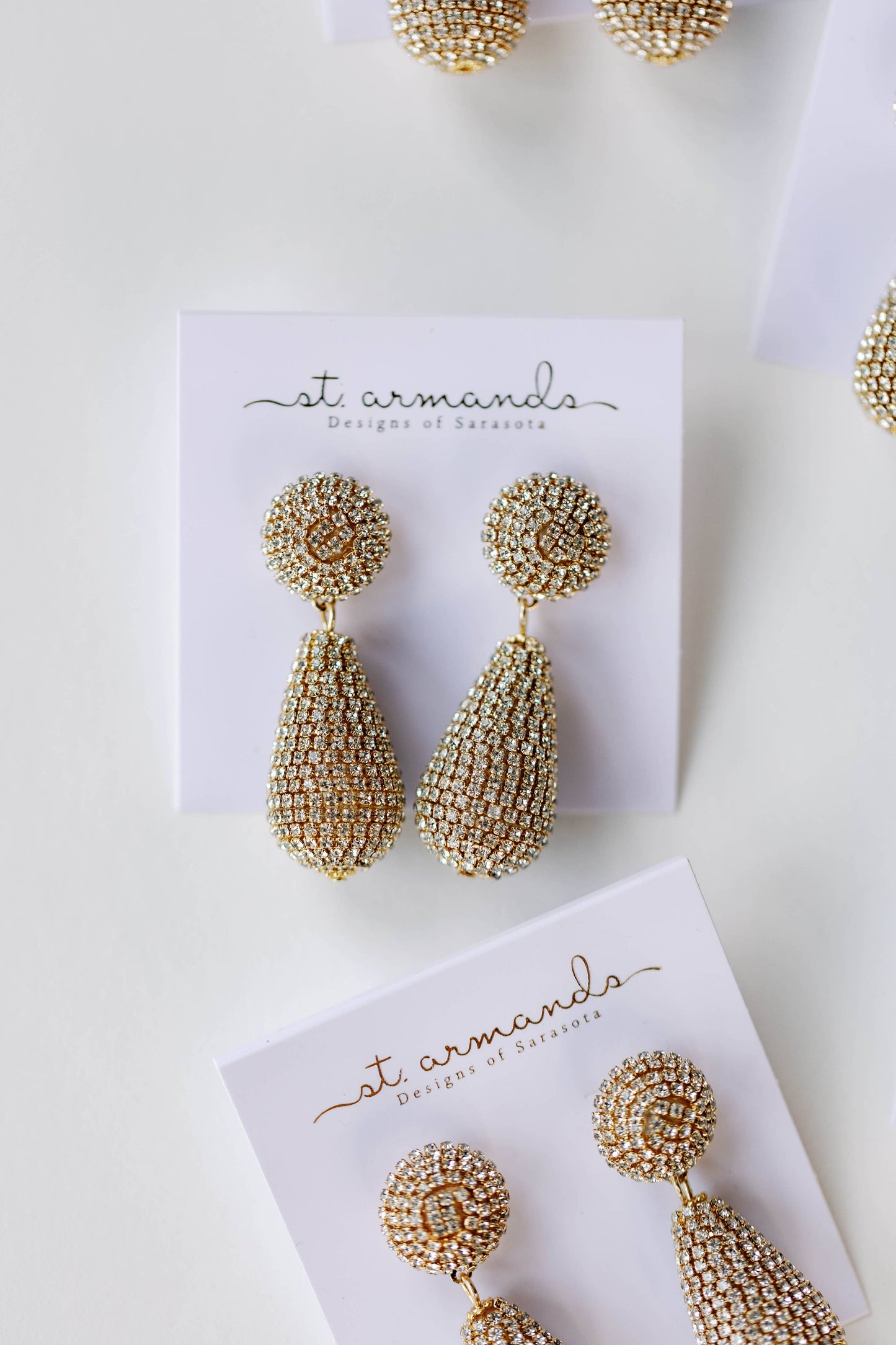 Rhinestone Wrapped Lido Drop Holiday Statement Earrings