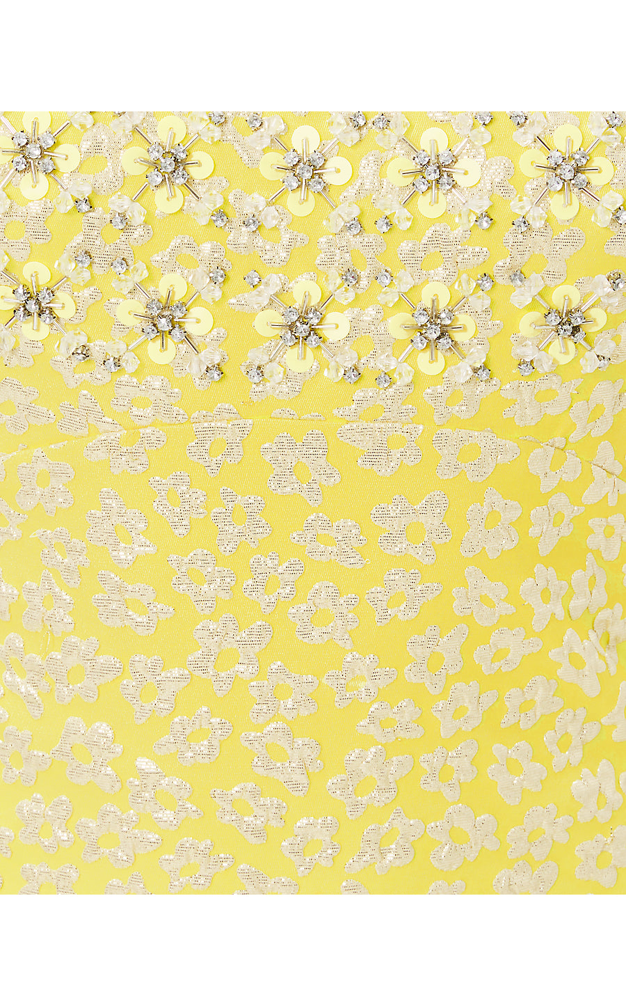 KARSYN SHIFT DRESS - FINCH YELLOW - BITSY BLOSSOM BROCADE