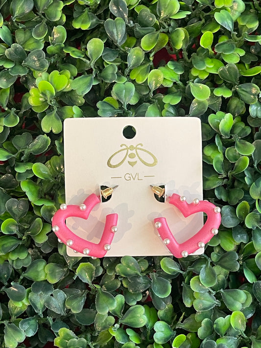 HEART HOOPS - SMALL PINK