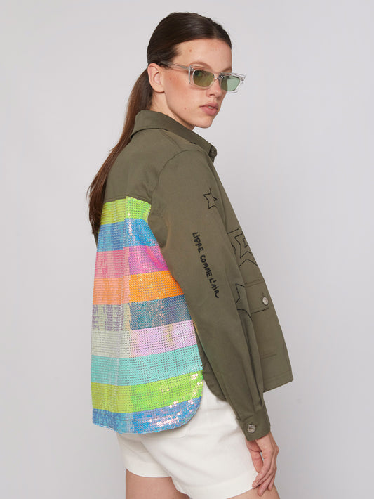 Olivia Jacket - Embroidered/Sequins Stripe