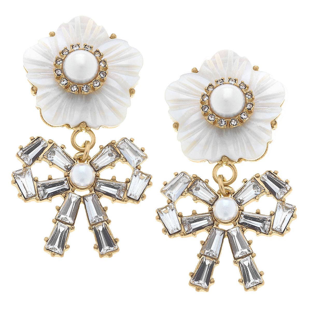 Melody Ivory Pearl Flower with Pave Bow in Ivory