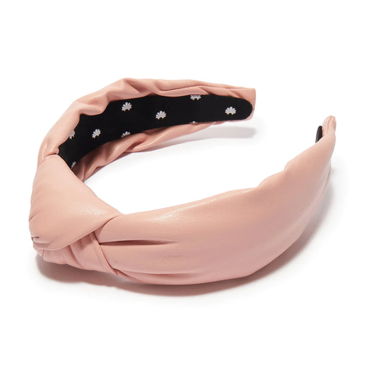 ROSE CLAY FAUX LEATHER KNOTTED HEADBAND