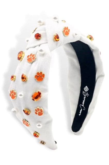 WHITE CLEMSON UNIVERSITY LOGO HEADBAND