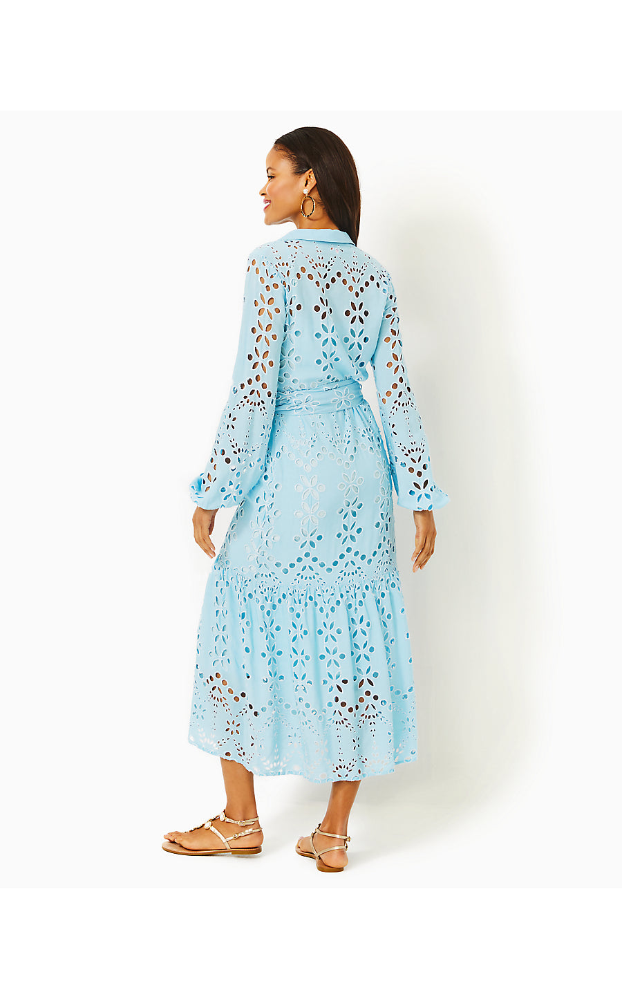 ZIA MIDI SHIRTDRESS - HYDRA BLUE - SOIREE EYELET