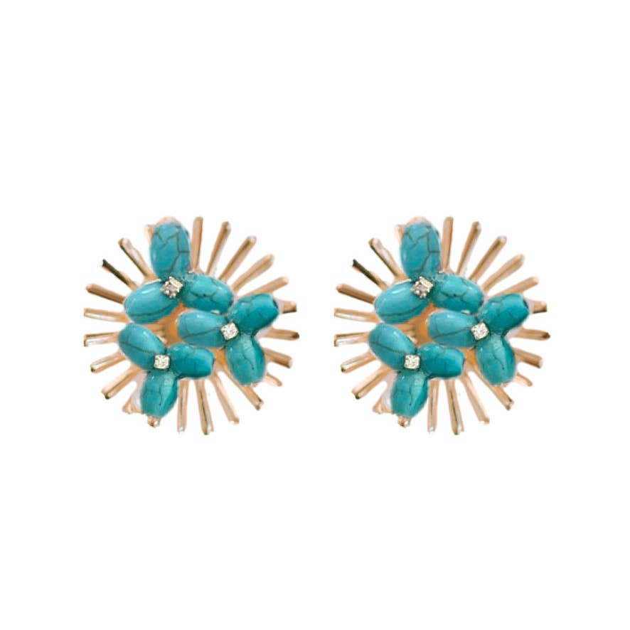 TURQUOISE SUNBURST STUDS