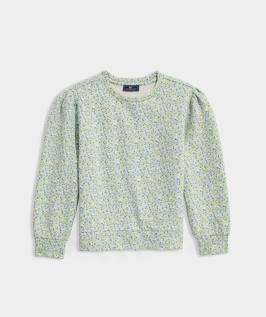 Girls' Puff-Sleeve Sweatshirt - Tiny Floral-JakeBlue