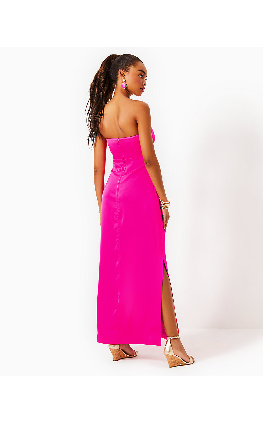 CARLYNN MAXI BOW DRESS - PINK PALMS
