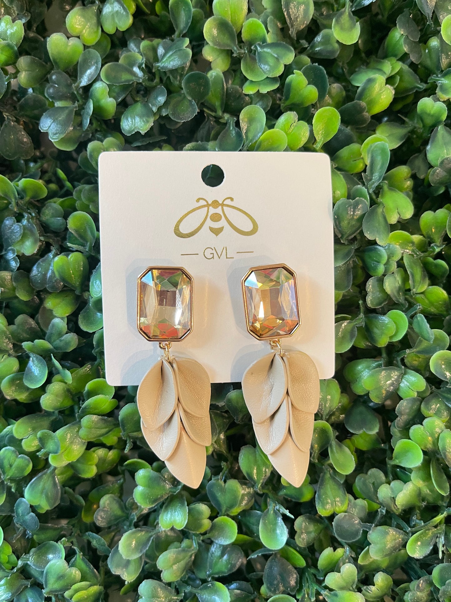 GIGI STONE AND LEATHER EARRINGS