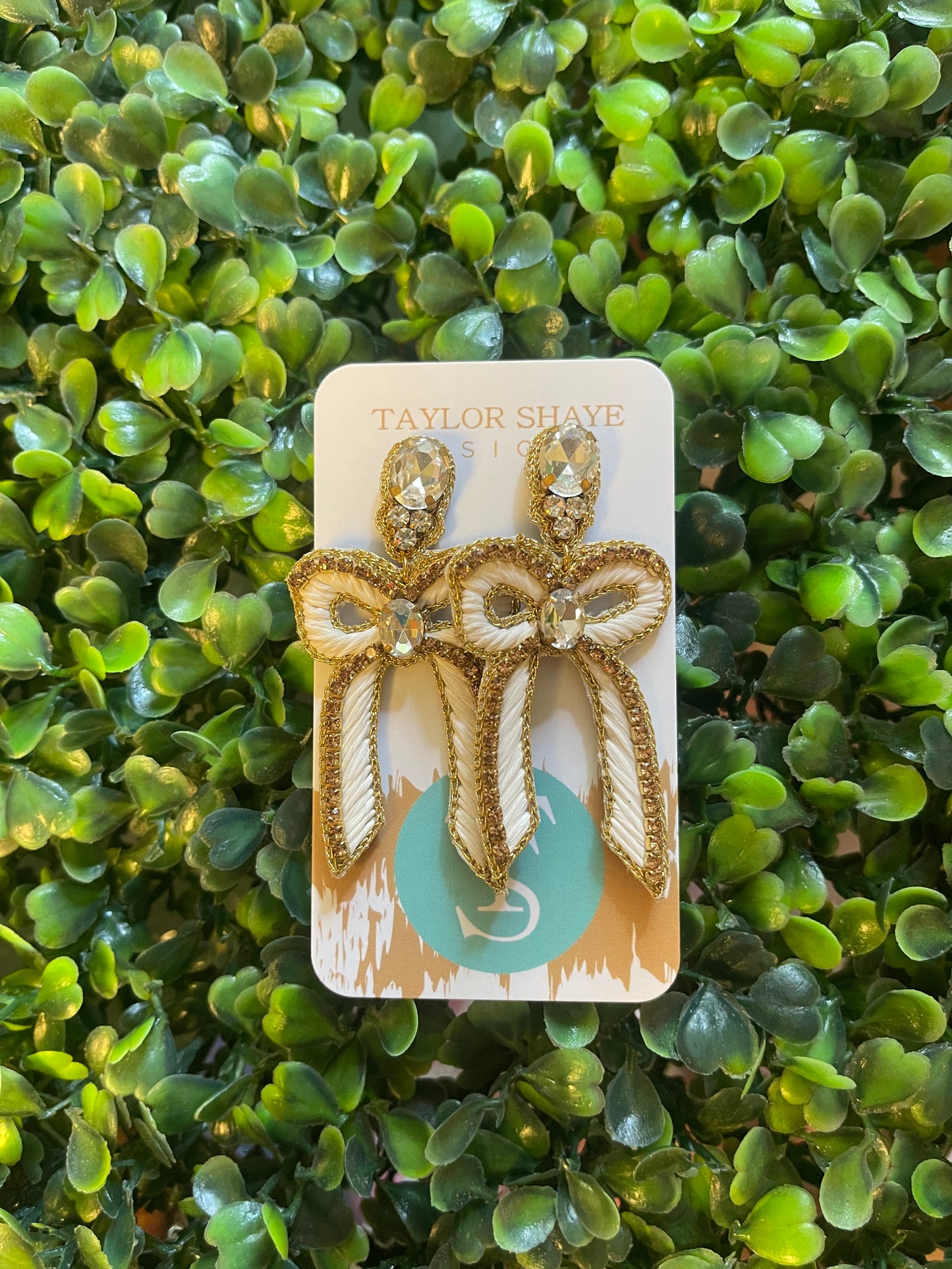 Beaded Bow Drops - White