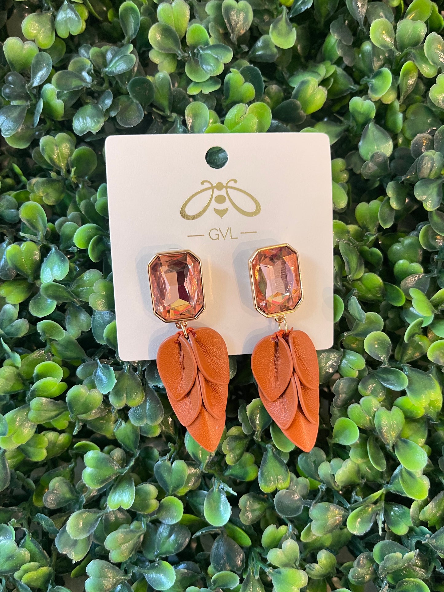 GIGI STONE AND LEATHER EARRINGS