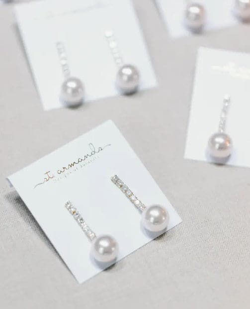 Small Swingy Pearl and Diamond Drops
