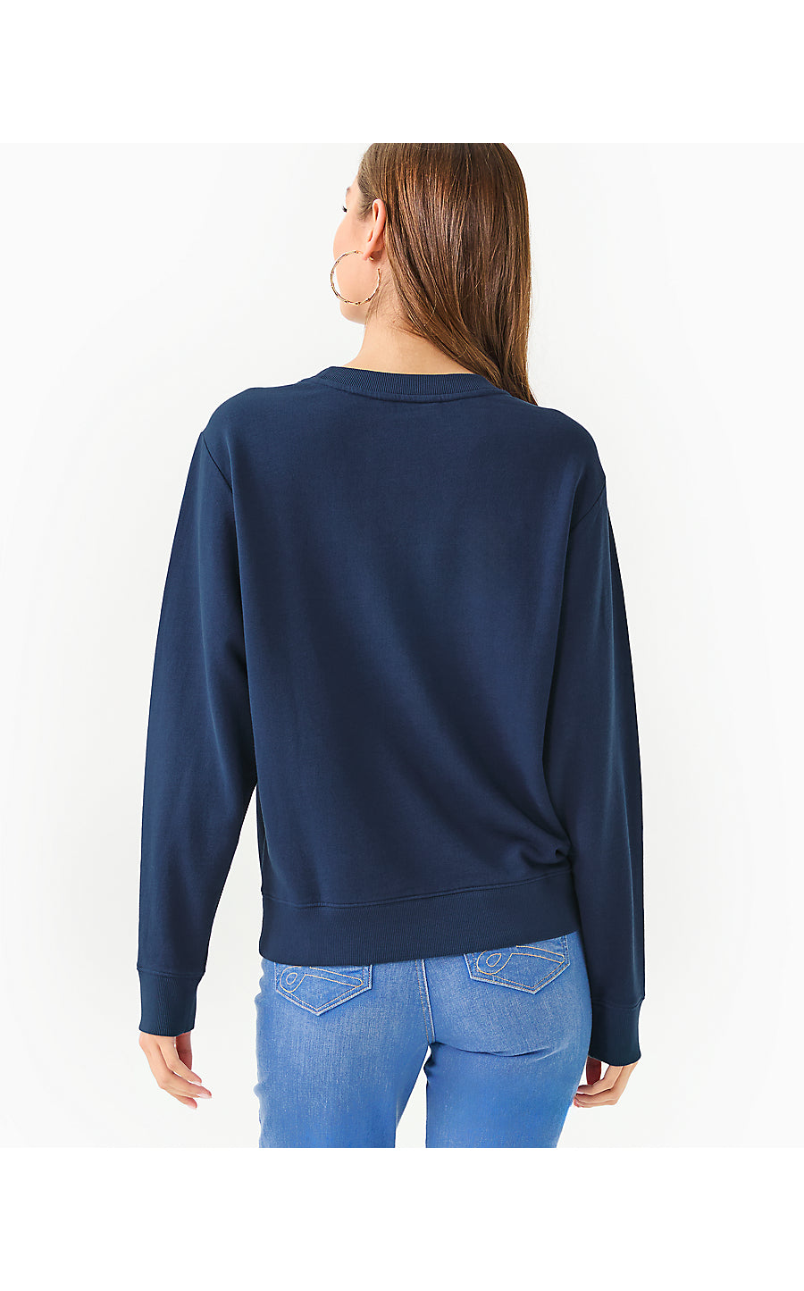 BALLAD LONG SLEEVE SWEATS - LOW TIDE NAVY - HOLIDAY ELEPHANT EMBROIDERY