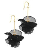 Flower Chiffon Earrings - Black