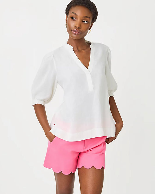 MIALEIGH LINEN TOP - RESORT WHITE