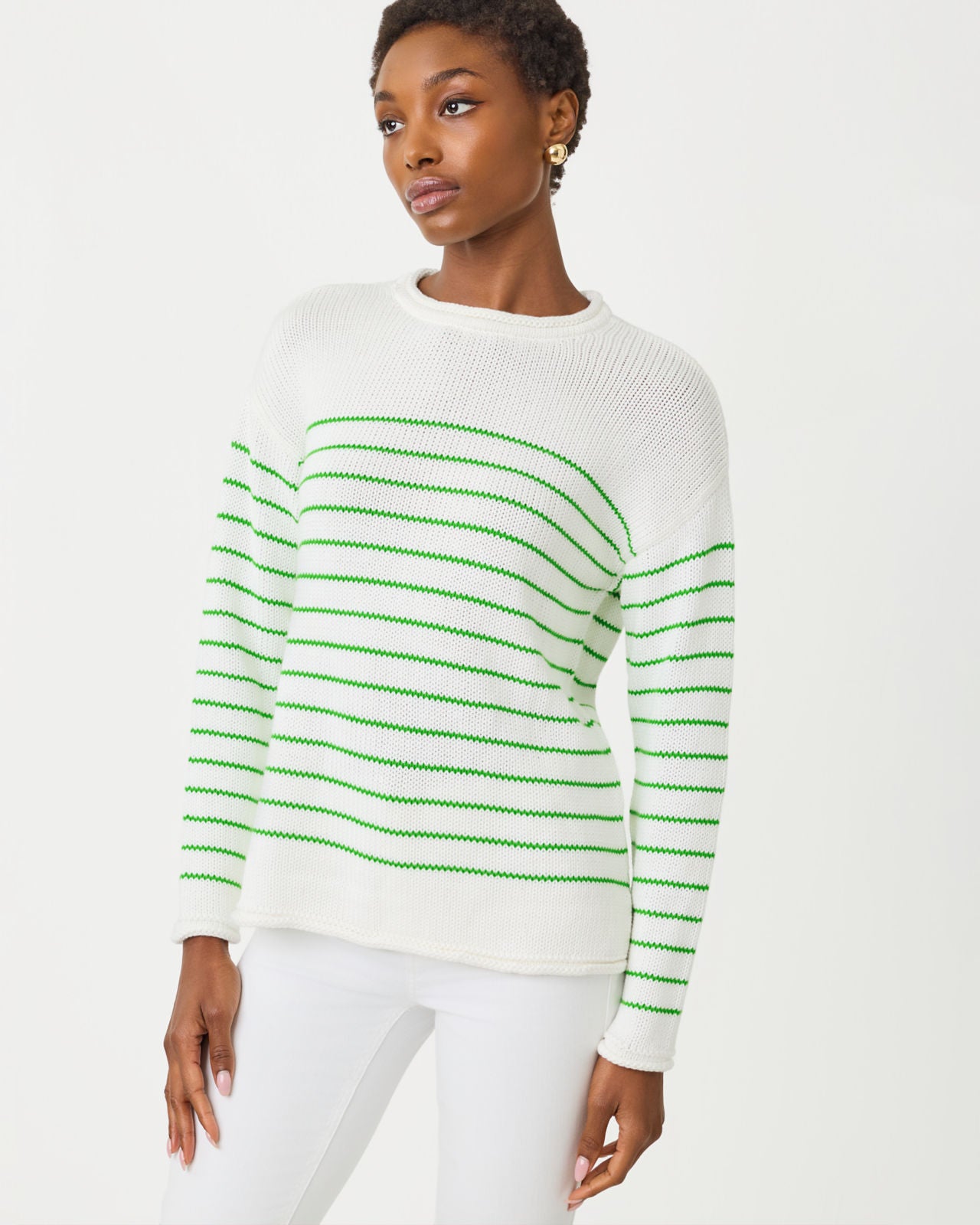 Lotan Sweater Putting Green Tidepool Stripe