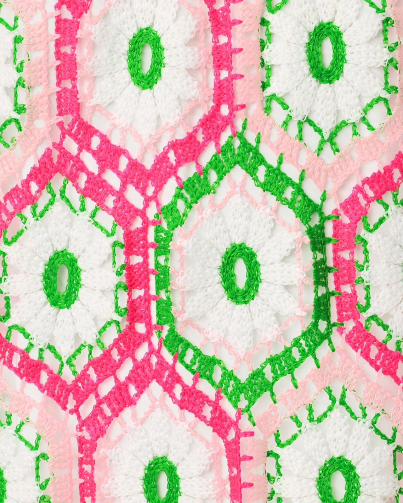 Leyla Shift Dress  Cherry Blossom Pink Daisy Hex Crochet