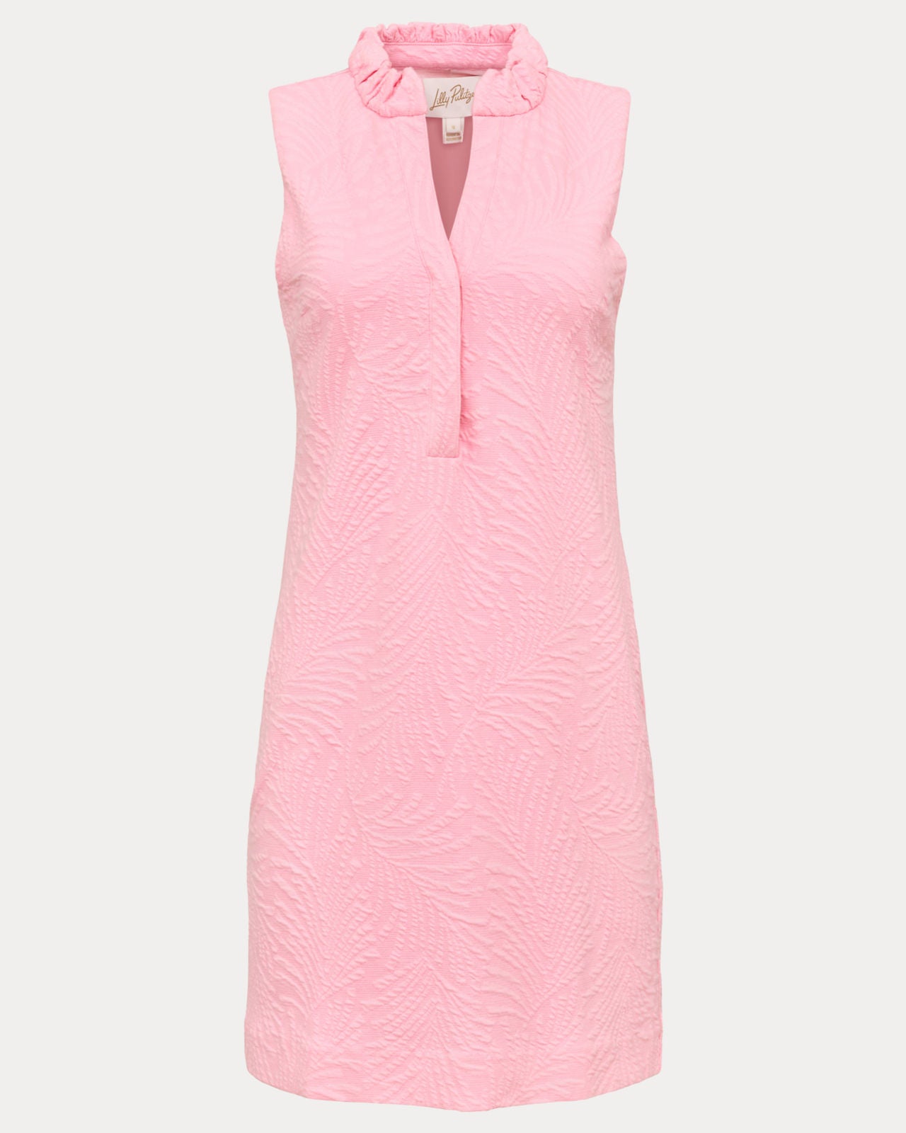 Elsey Shift Dress  Conch Shell Pink Leafy Knit Pucker Jacquard