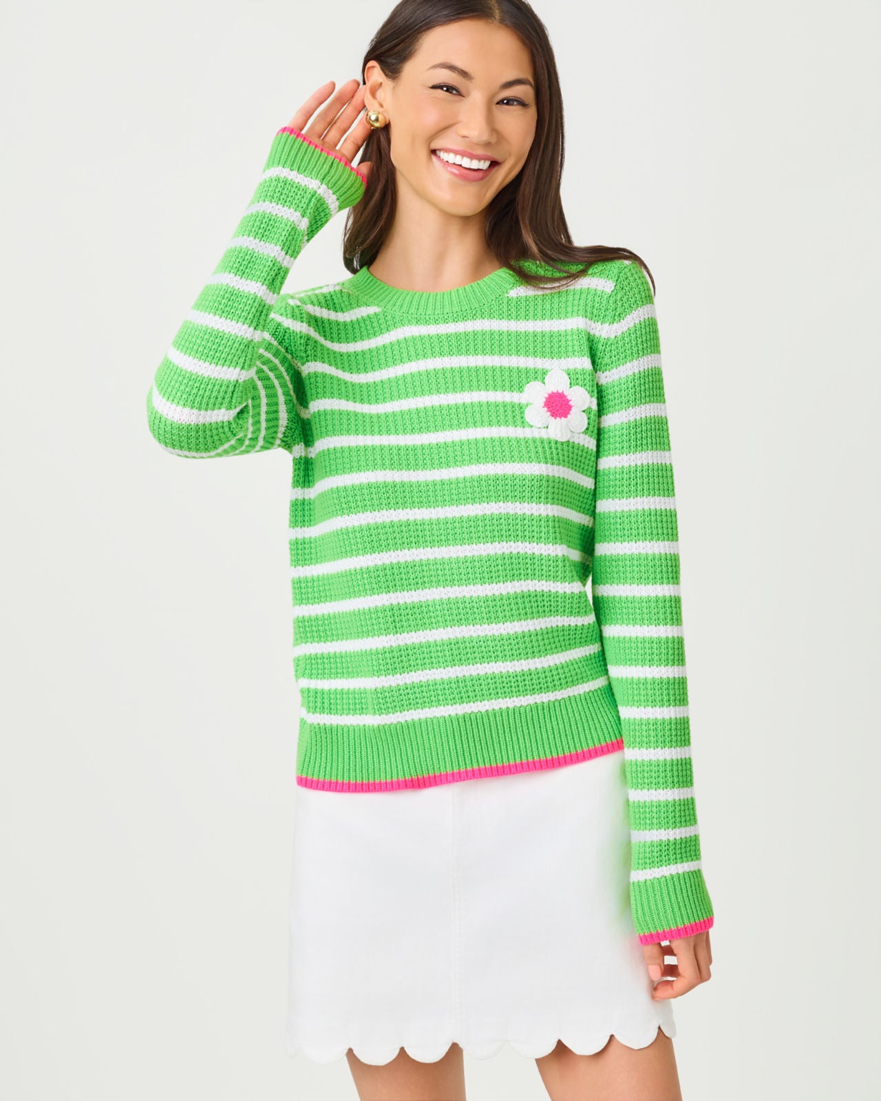 Jovienne Sweater Jackfruit Green Shine Bright Stripe