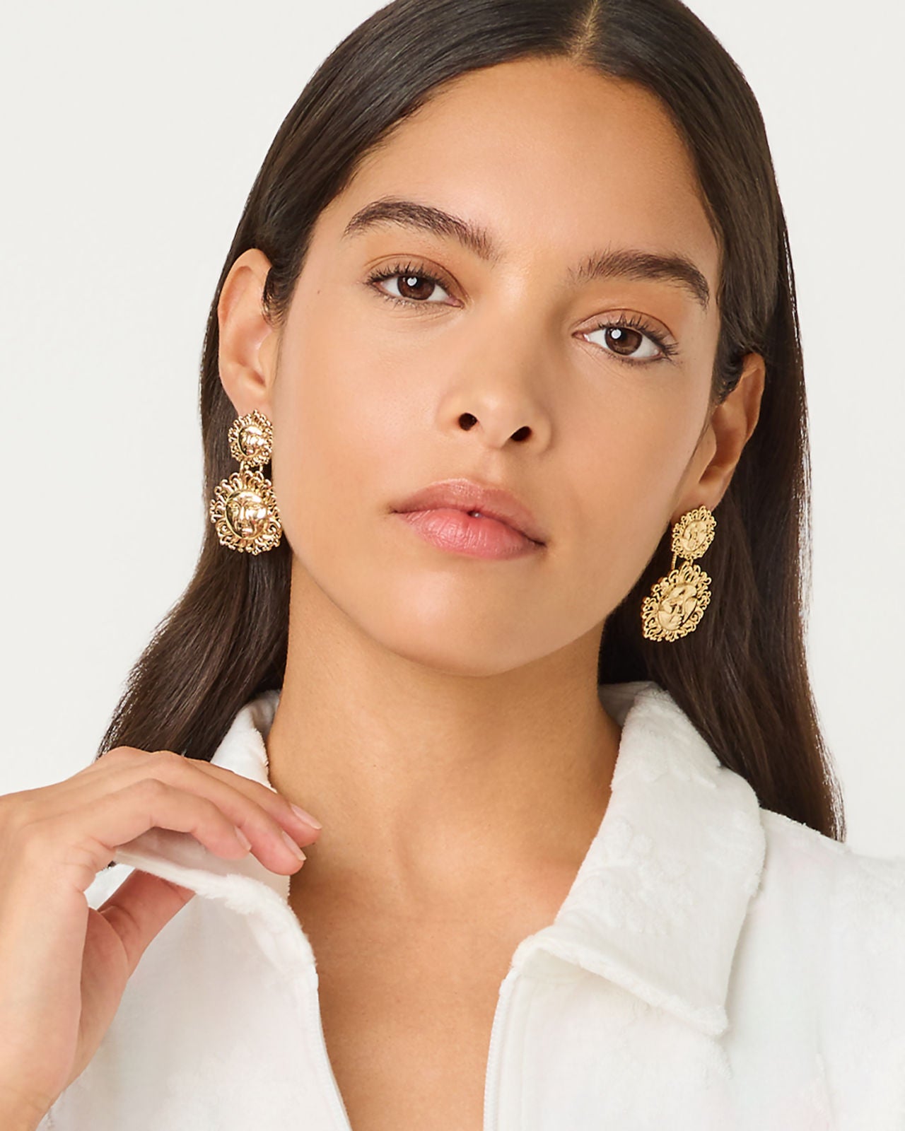 Sunny Hunny Statement Earrings Gold Metallic