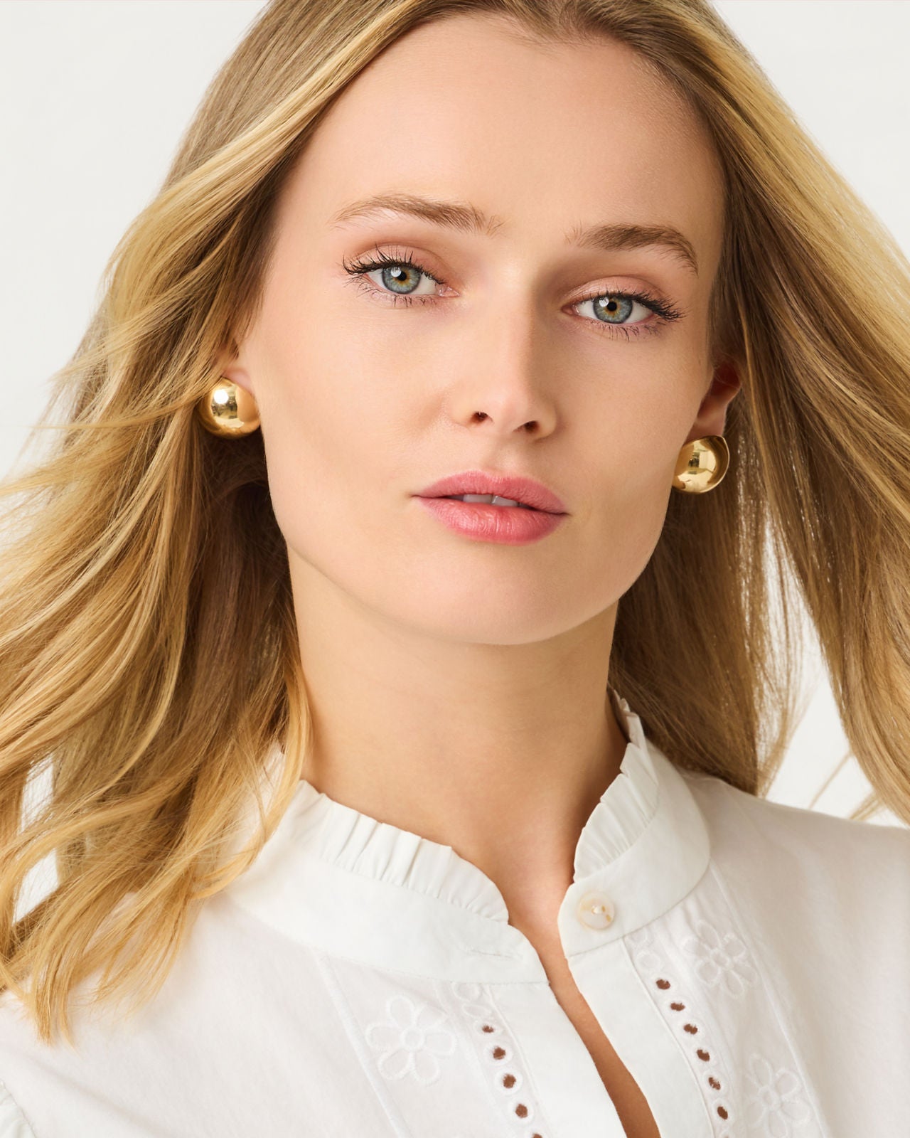 Etta Stud Earrings Gold Metallic