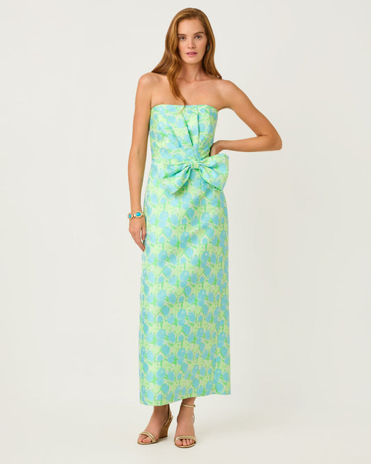 Tiernan Maxi Dressss Capri Blue Tulip Tango Jacquard