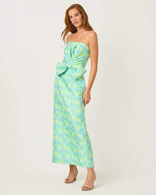 Tiernan Maxi Dress - Capri Blue/Tulip Tango