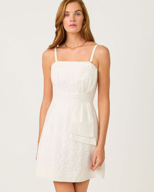 Amra Strapless Dress Resort White Floral Stretch Jacquard