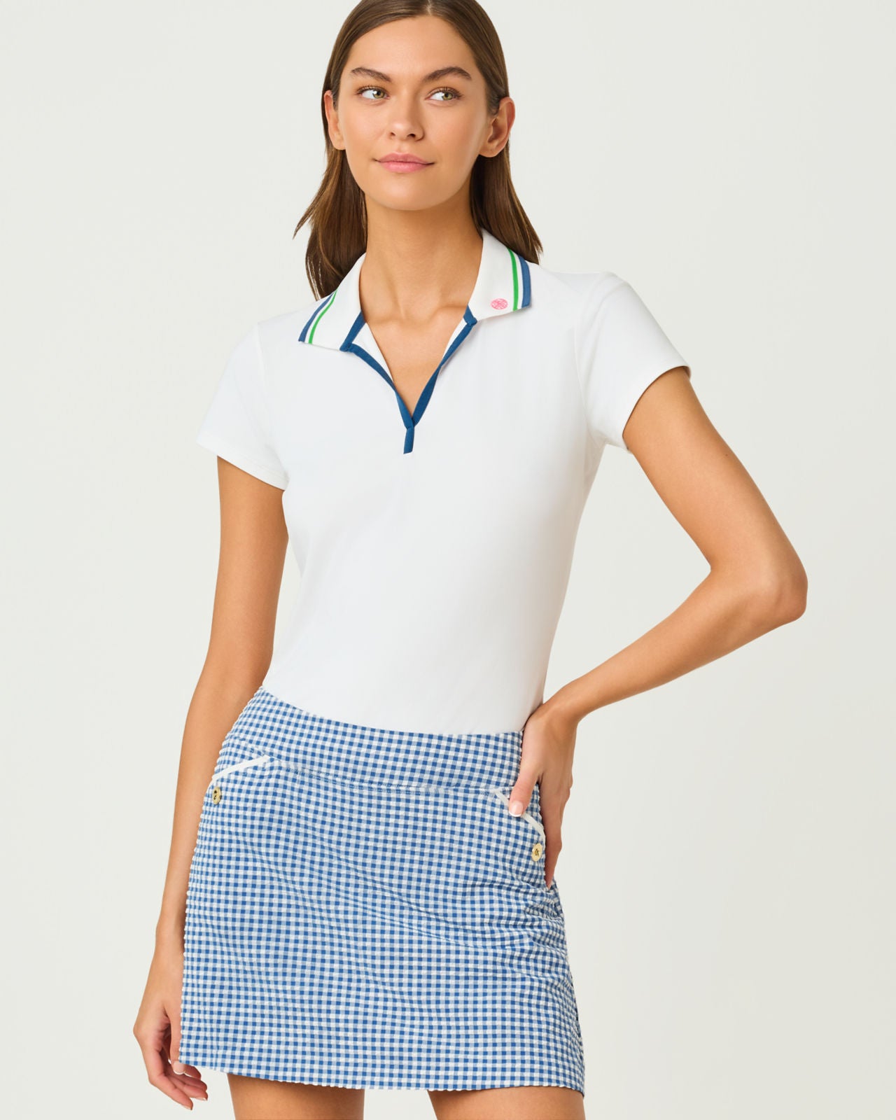 Thera Skort UPF 50+ Starlight Navy Mini Performance Gingham