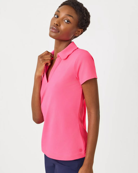 Frida Scallop Polo Upf 50 In Cherry Blossom Pink