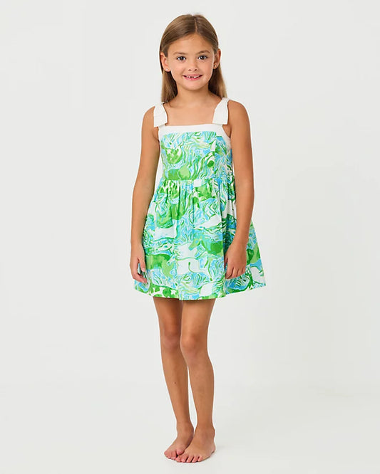 Mini Cheri Dress - Capri Blue/Galloping Gals