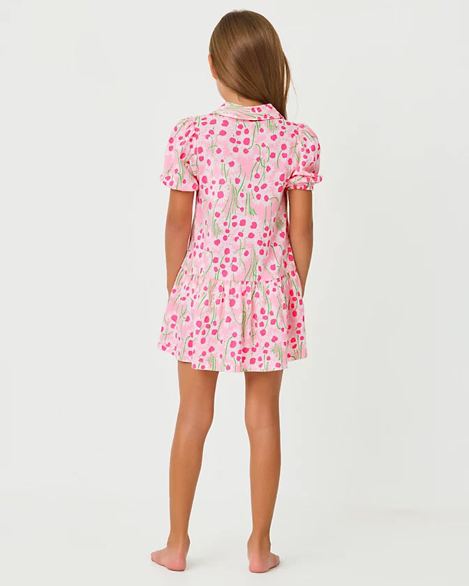Mini Bingley Dress Conch Shell Pink Lil Sunny Daisies