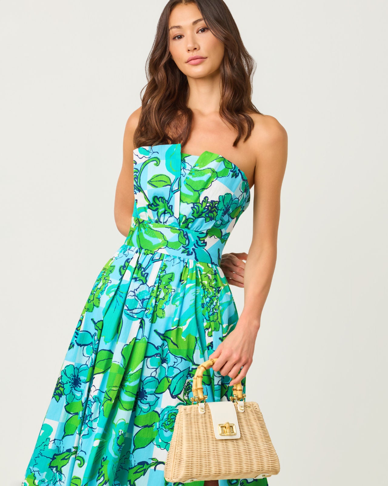 Ivella Maxi Dressss Capri Blue Rousseaus Roses Overlay