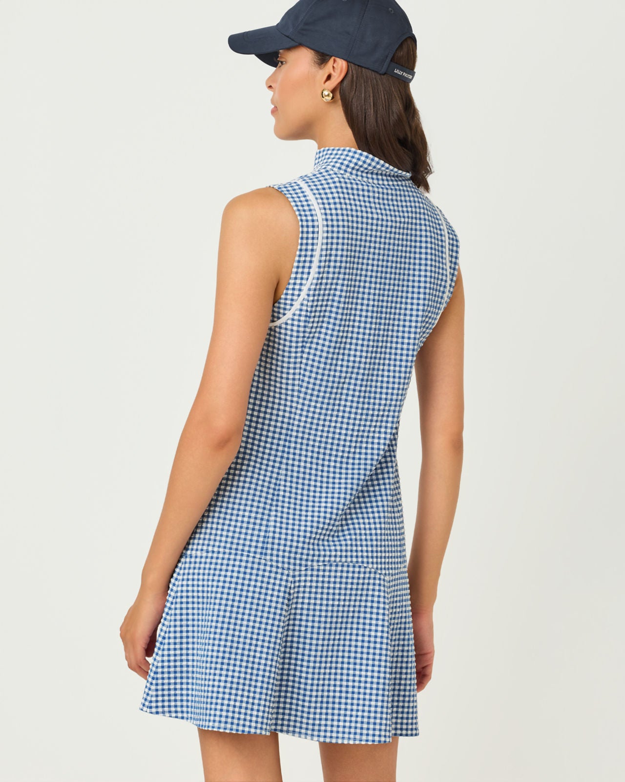 Kathy Flounce Dress UPF 50+ Starlight Navy Mini Performance Gingham
