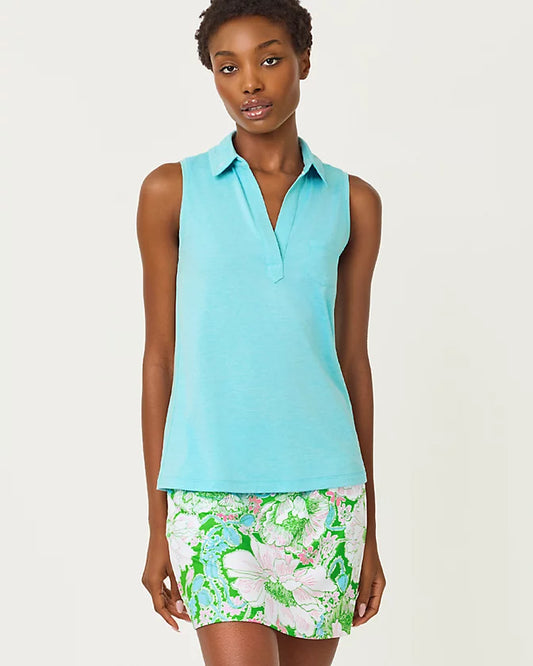Dune Sleeveless Polo UPF 50+ - Heathered Capri Blue
