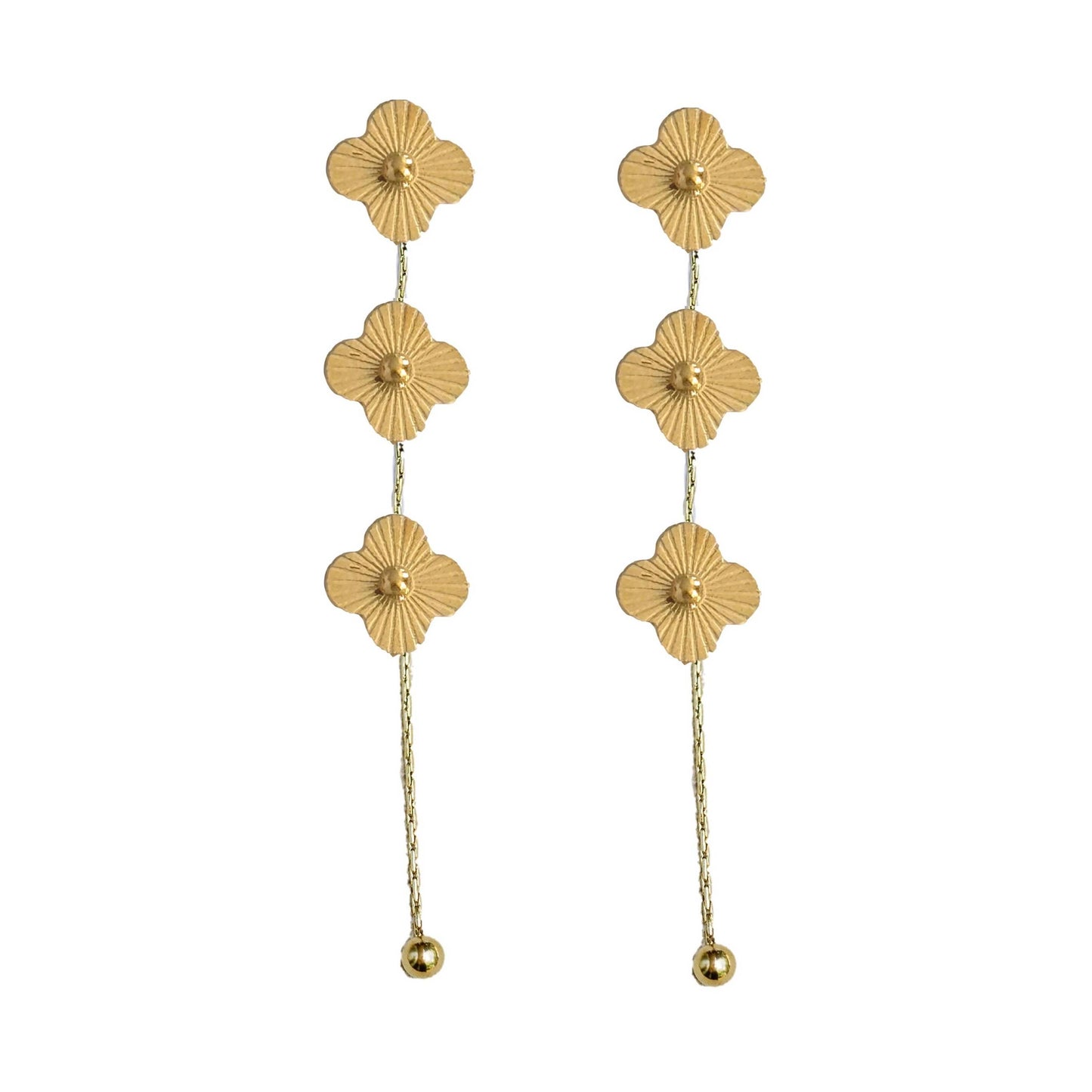 St Armands Designs of Sarasota - Gold Clover Duster Drop Earrings