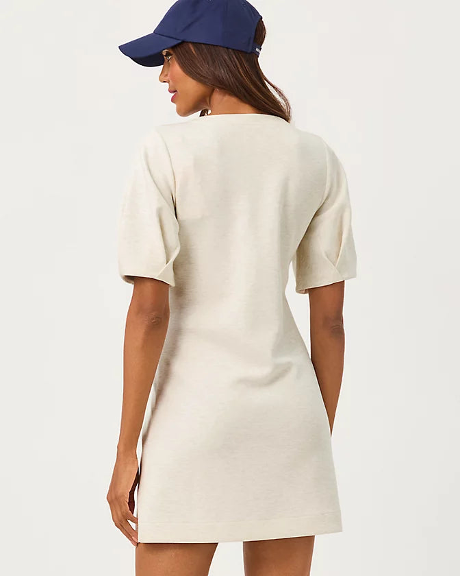 SEMANA BUBBLE SLEEVE DRES-HEATHERED COCONUT