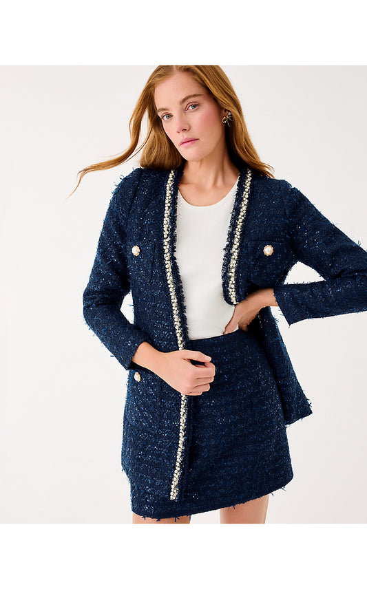 NEOMA BOUCLE JACKET - LOW TIDE NAVY - AFTER PARTY LUREX BOUCLE