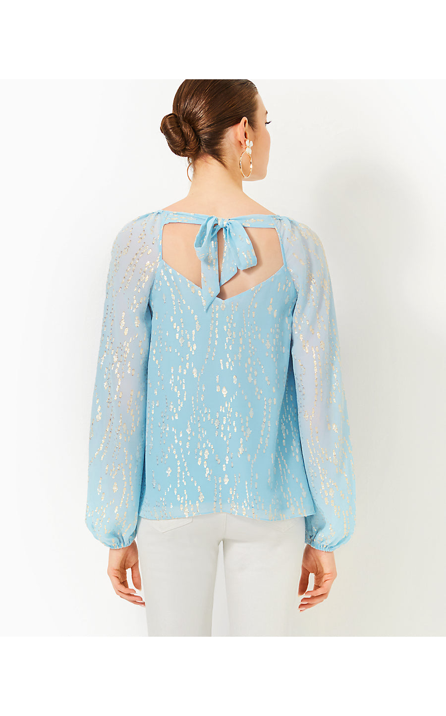 NORALEEN SILK TOP - BONAIRE BLUE - FISH CLIP CHIFFON