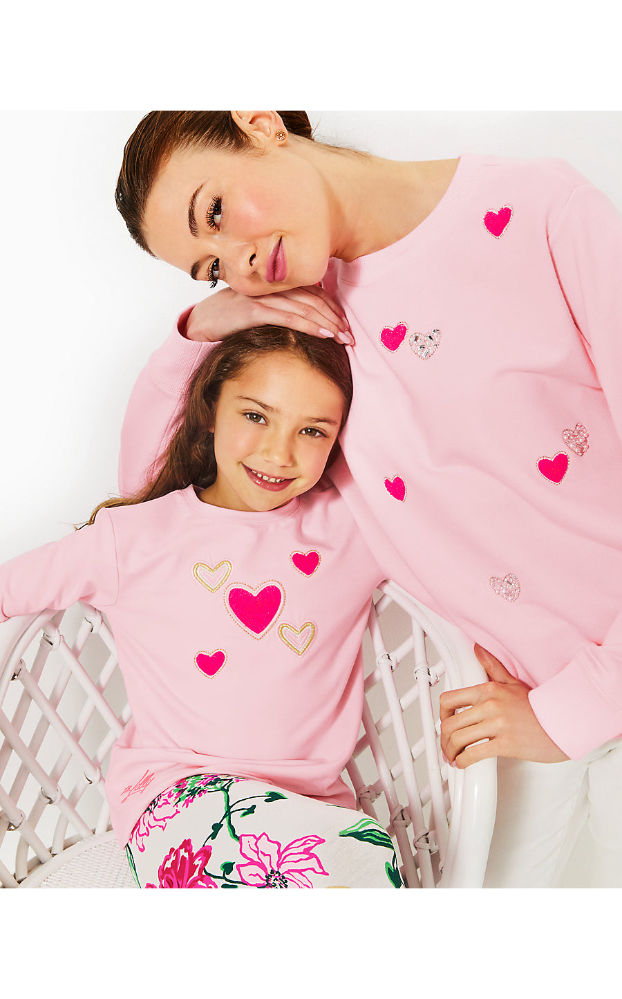 MINI BALLAD SWEATSHIRT - CONCH SHELL PINK HEARTS EMBELLISHMENT