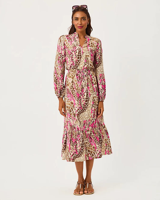AXTON MIDI DRESS-PINK ASTER-SKETCHING ON SAFARI