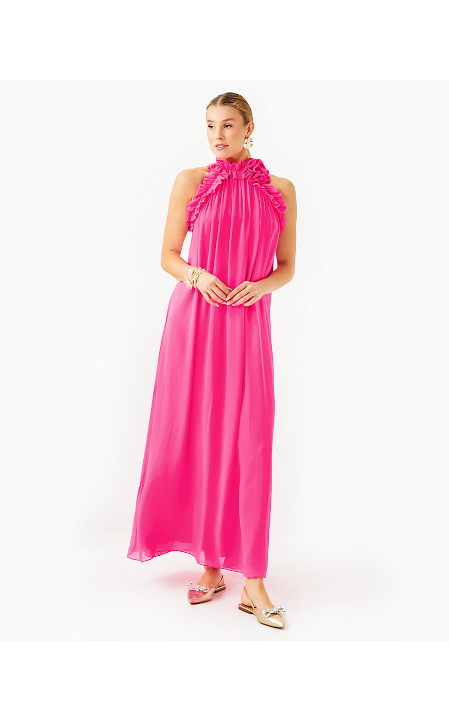 FLORIAN SILK MAXI DRESS - PASSION FRUIT PINK