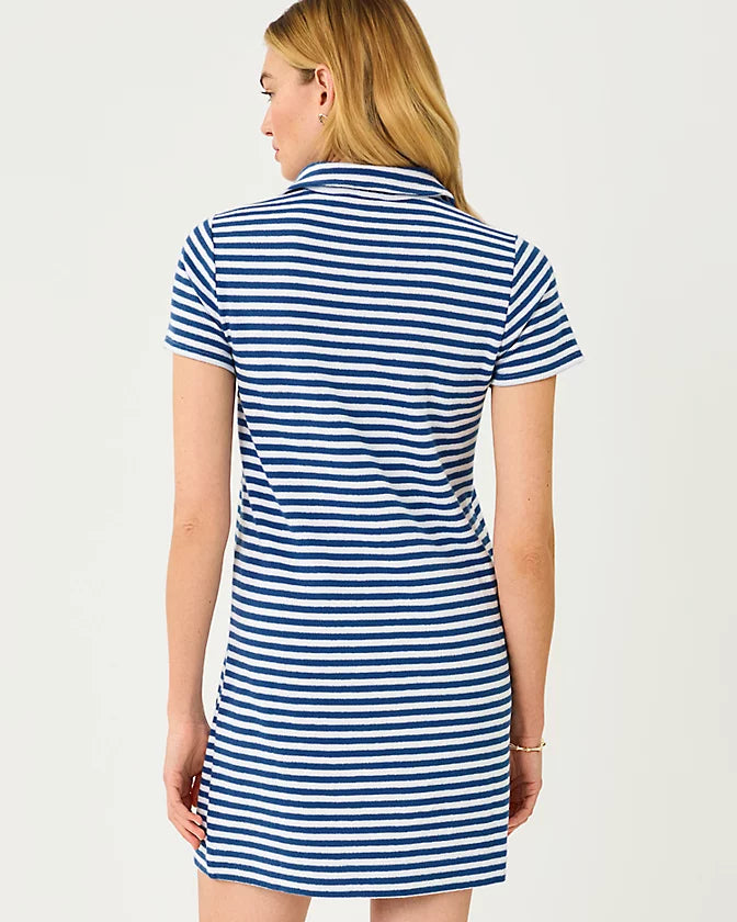 DUNE SHORT SLEEVE DRESS - STARLIGHT NAVY - ST TROPEZ STRIPE